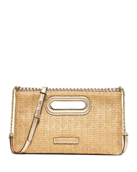 michael kors rosalie bag|MICHAEL Michael Kors Rosalie Large Raffia Clutch Bag, Pale Gold.